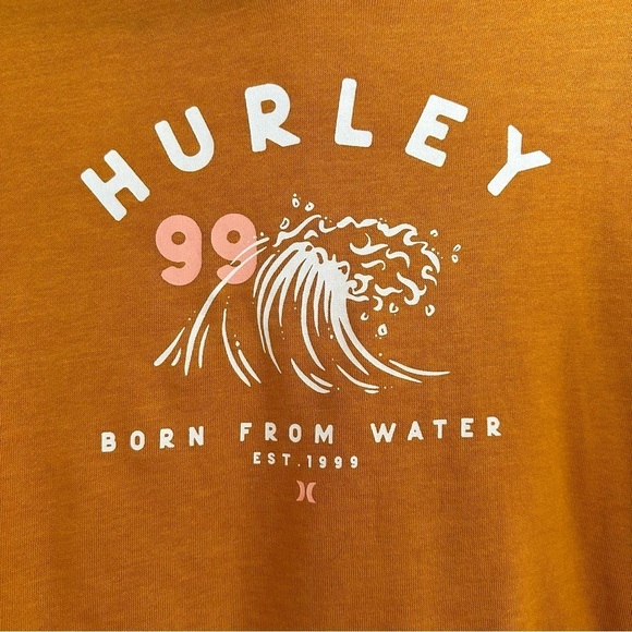 Hurley Crop Fleece Graphic Hoodie Golden Yellow Womens Sz. Medium - Picture 3 of 8